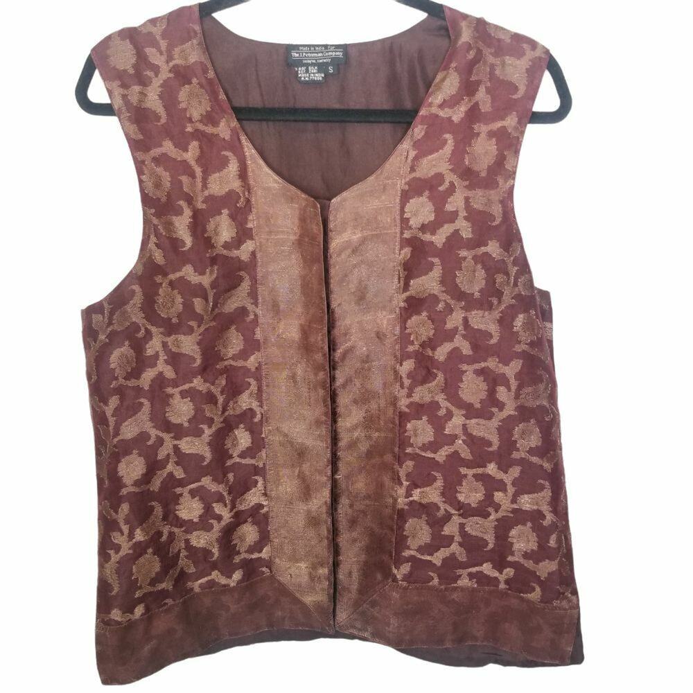 Vintage J. Peterman Womens Red Silk Floral Button Top Size S Whimsygoth Cottage